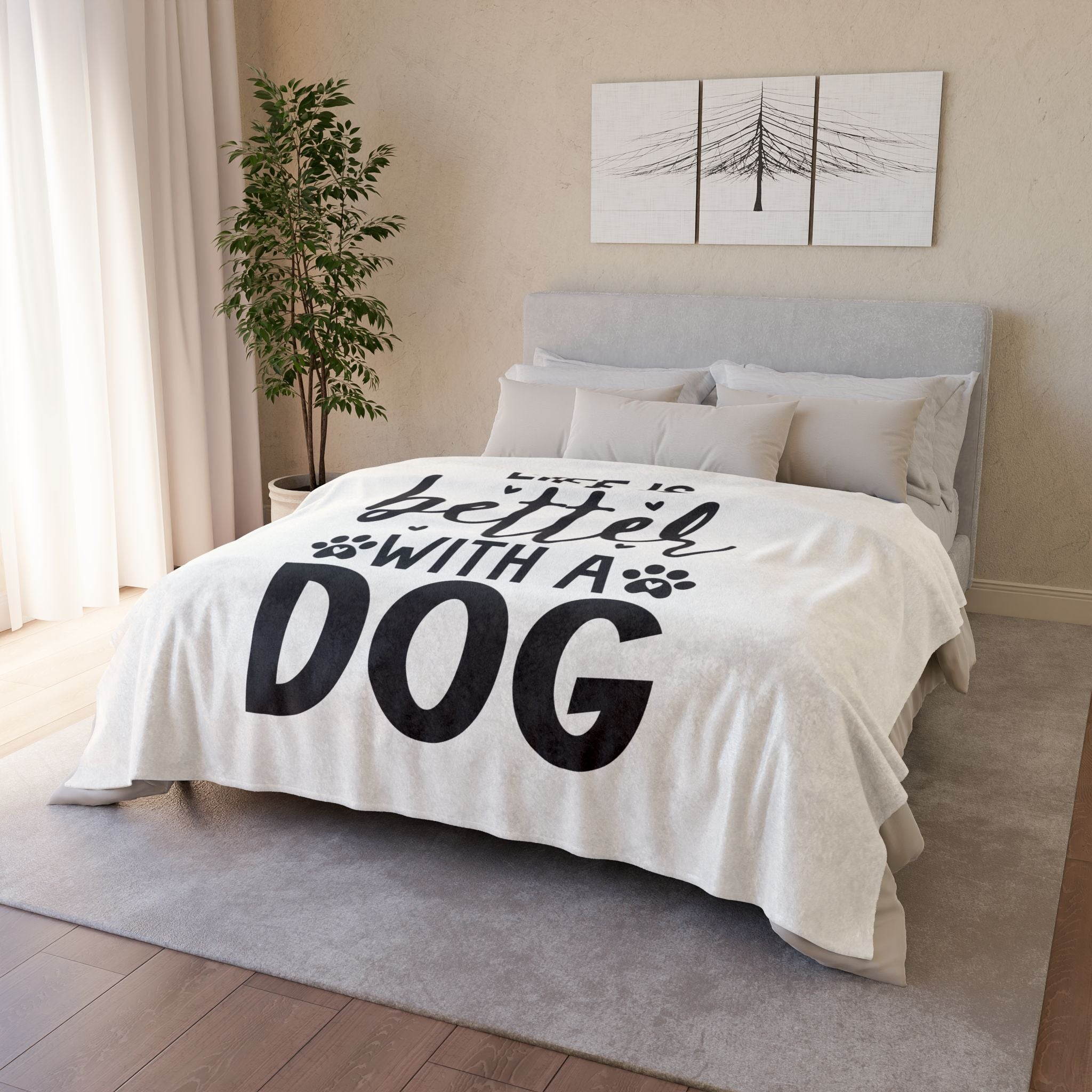 Dog Lover's Soft Polyester Blanket - 'Life is Better with a Dog'