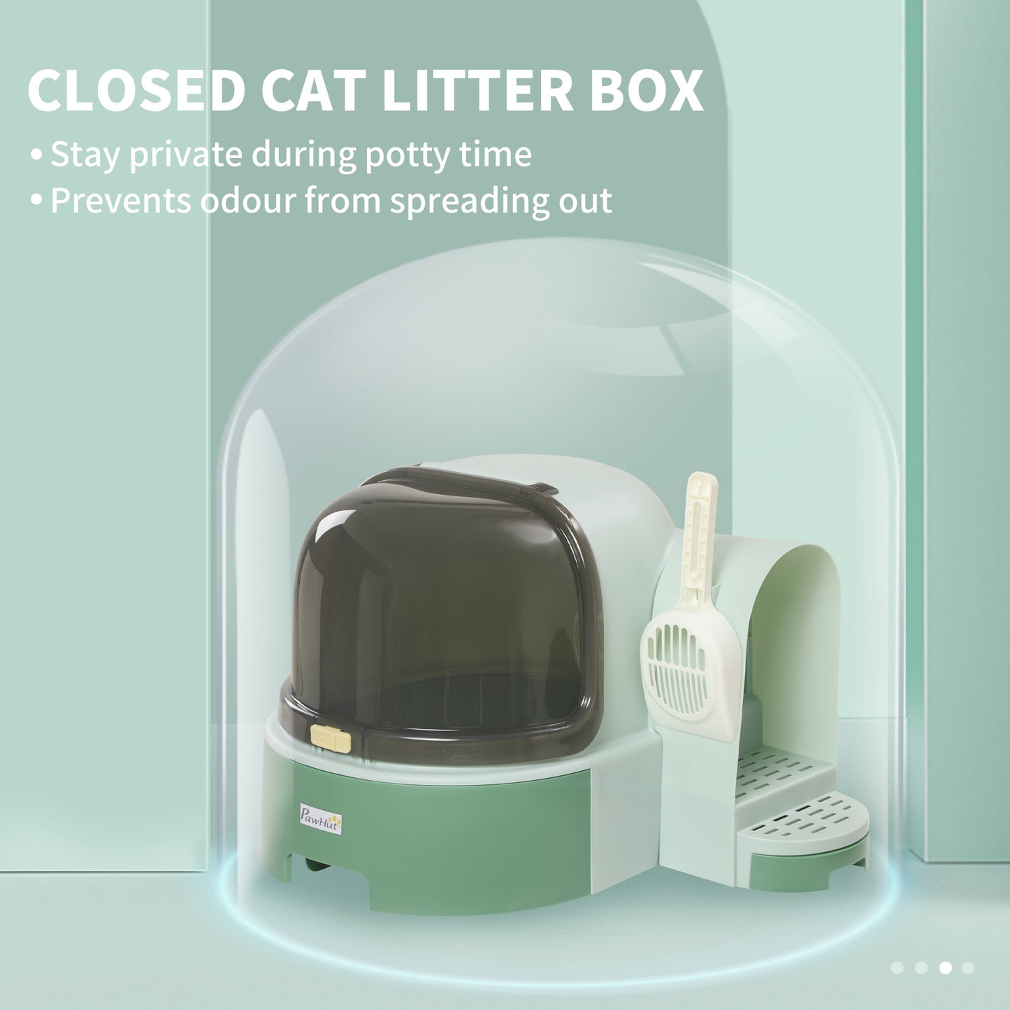 Cat Litter Box Space Capsule - Enclosed Pod with Scoop