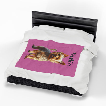Yorkie Plush Blanket - Soft Velveteen Throw for Dog Lovers