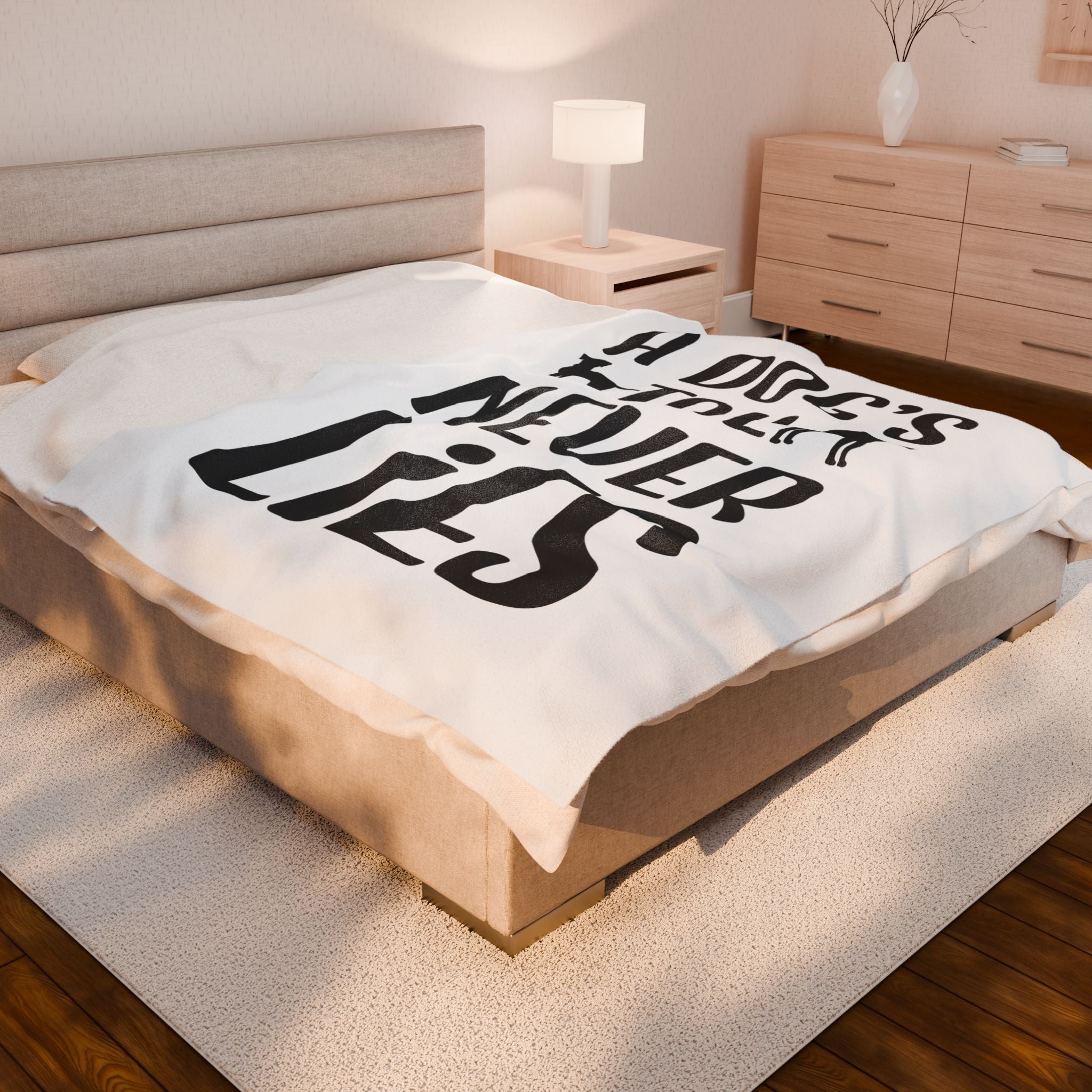 Cozy Velveteen Plush Blanket - "A Dog's Tail Never Lies" - Pet Lover Gift