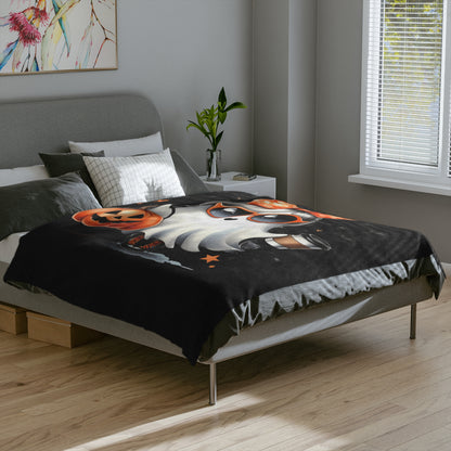 Halloween Ghost Blanket - Cute Spooky Fall Throw Microfiber