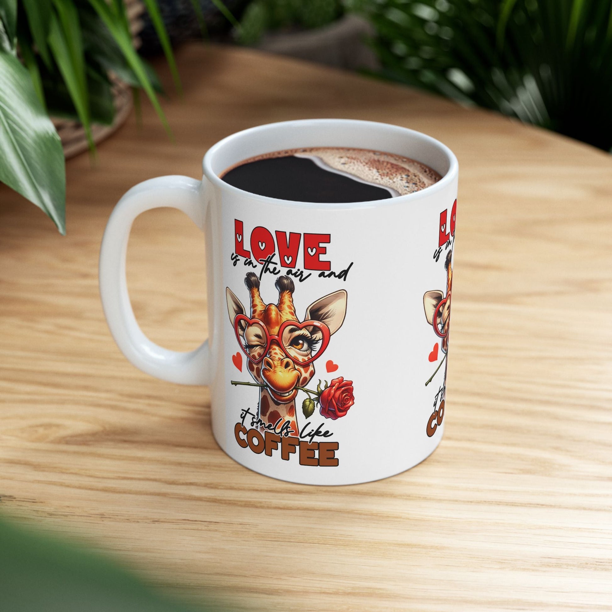 Love & Coffee Ceramic Mug - Cute Giraffe Design, 11oz/15oz | Purrfect Pet Haven
