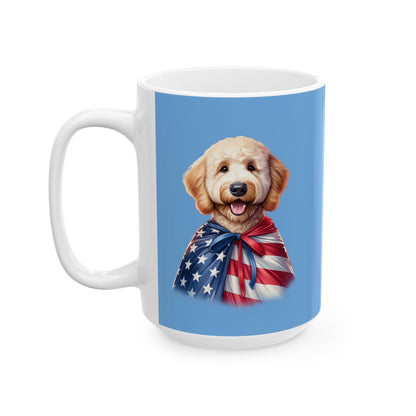 Patriotic Goldendoodle Dog Ceramic Mug - 11oz & 15oz