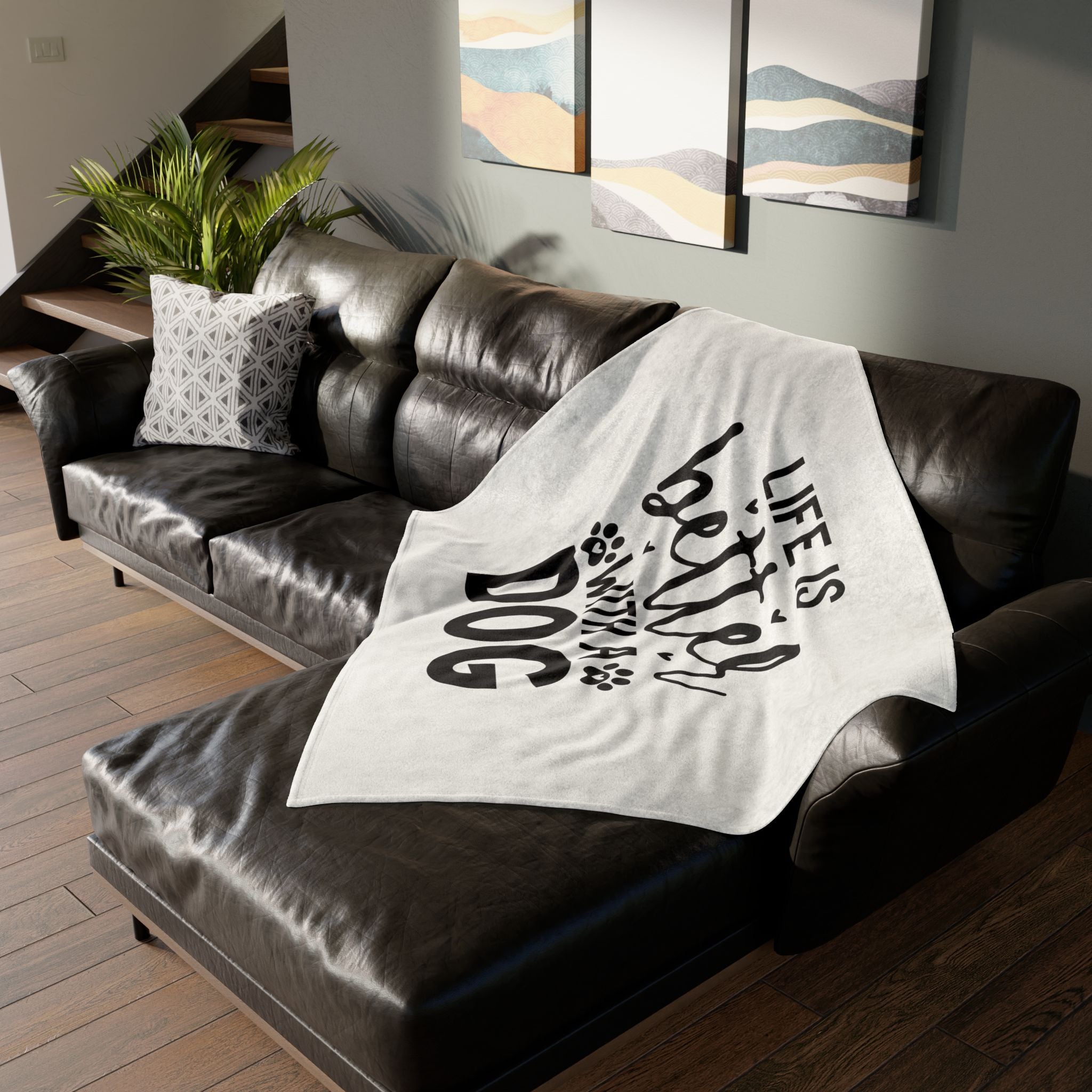 Dog Lover's Soft Polyester Blanket - 'Life is Better with a Dog'