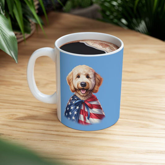 Patriotic Goldendoodle Dog Ceramic Mug - 11oz & 15oz