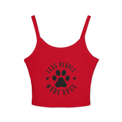 "Less People, More Dogs" Women's Spaghetti Strap Tank Top - Perfect for Dog Lovers | Purrfect Pet Haven