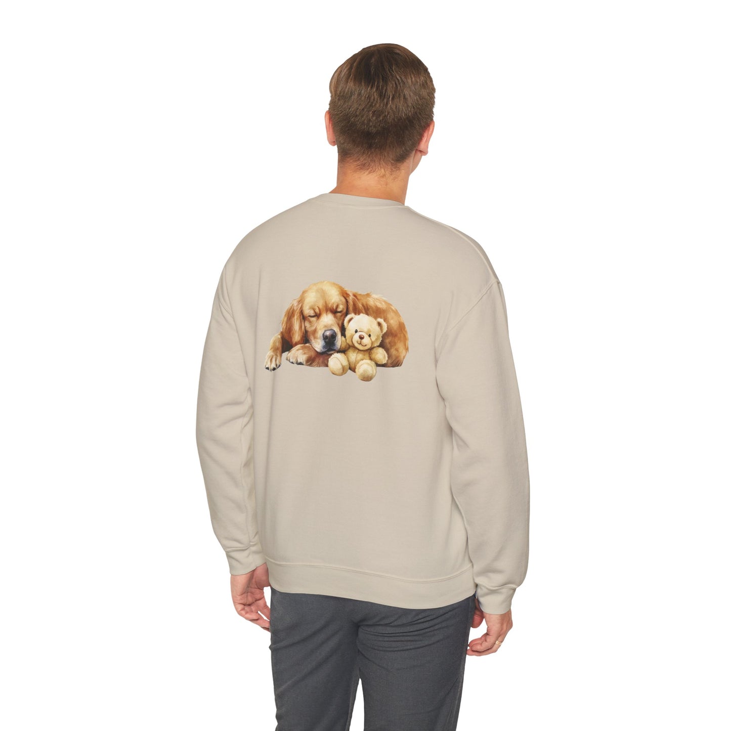 Baby Golden Retriever Crewneck - Nap with Teddy Bear Sweatshirt