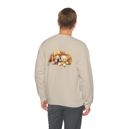 Baby Golden Retriever Crewneck - Nap with Teddy Bear Sweatshirt