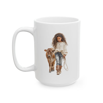 Vintage Country Ceramic Mug - Rustic Animal Coffee Cup