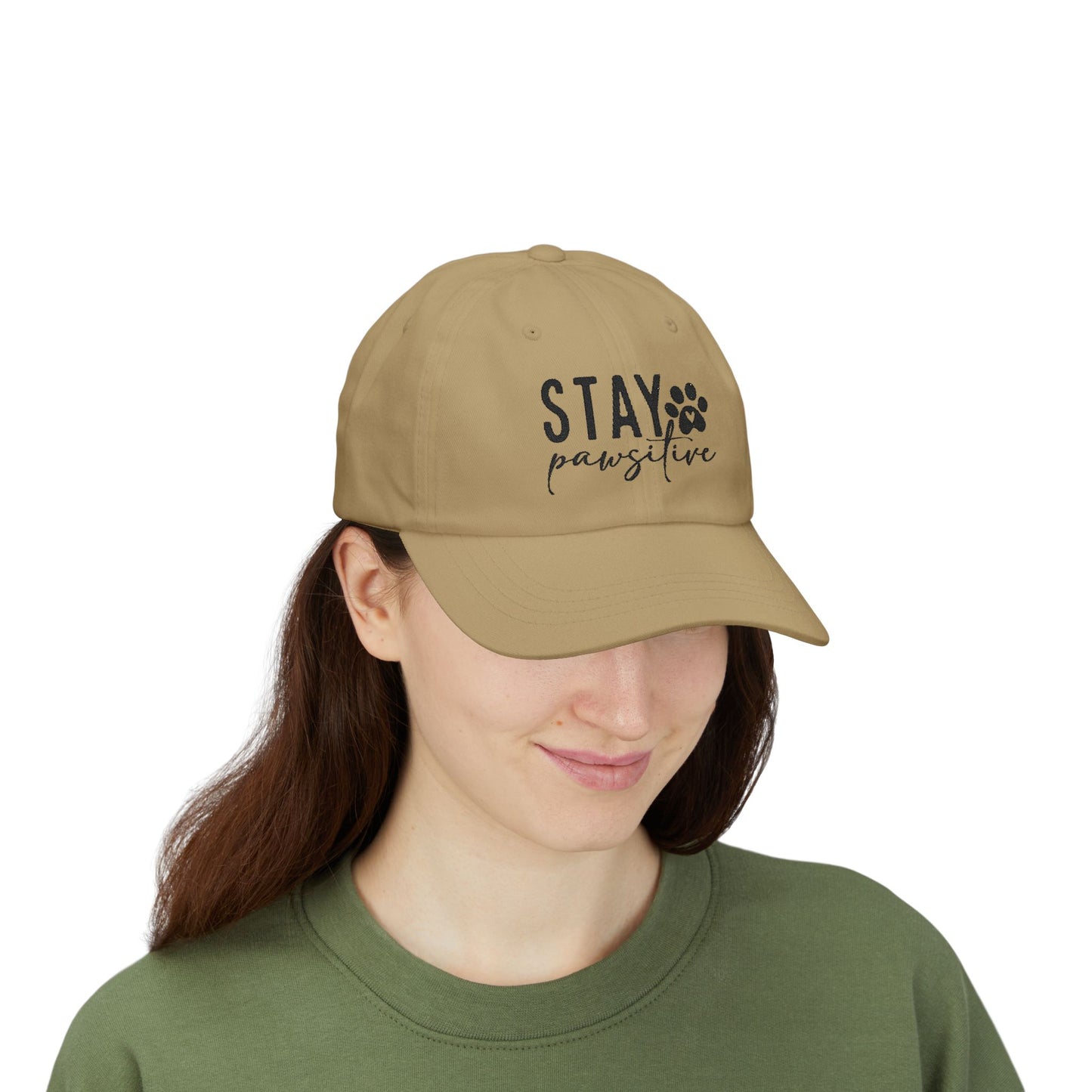 Stay Pawsitive Embroidered Dad Cap - Inspirational Pet Lover Baseball Hat