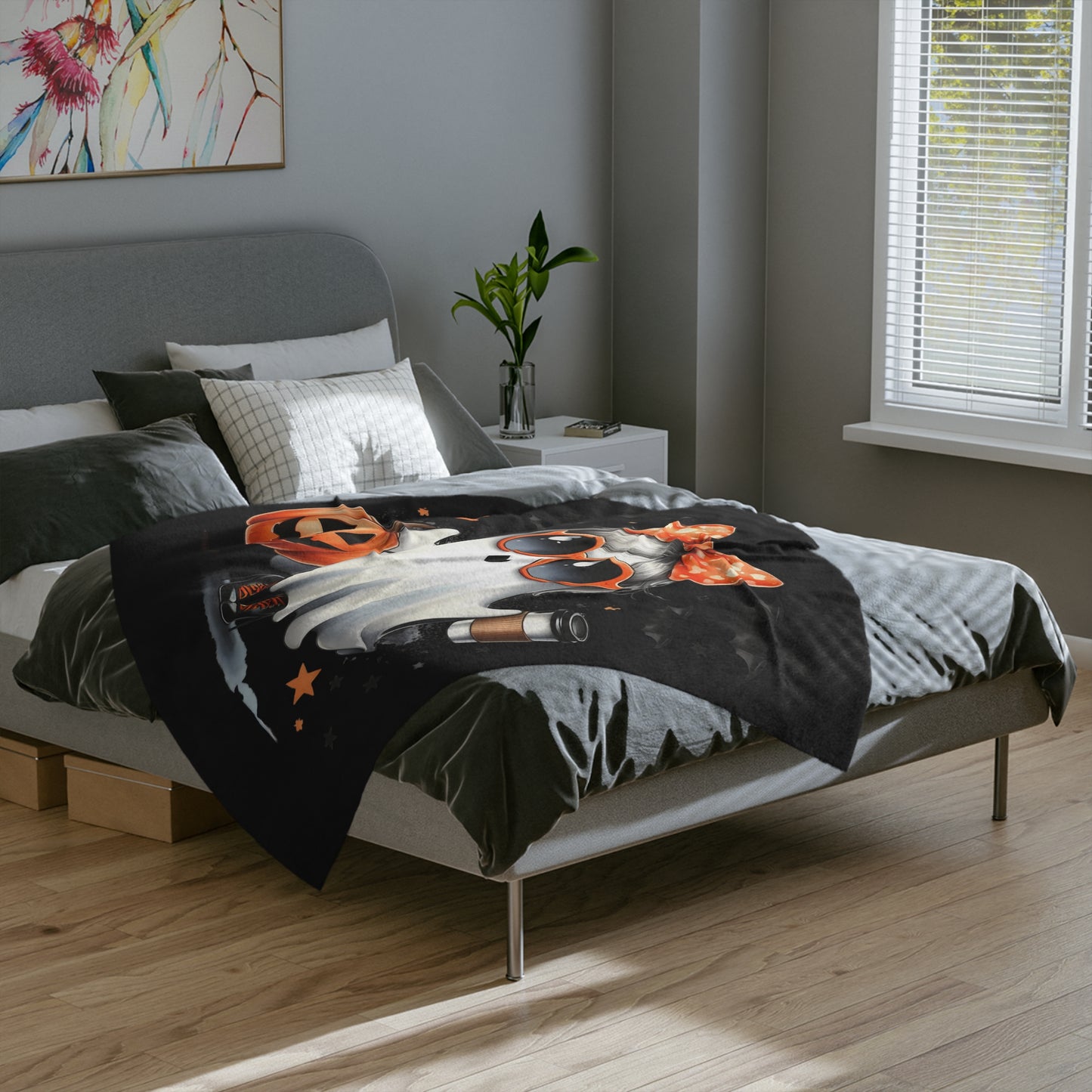 Halloween Ghost Blanket - Cute Spooky Fall Throw Microfiber