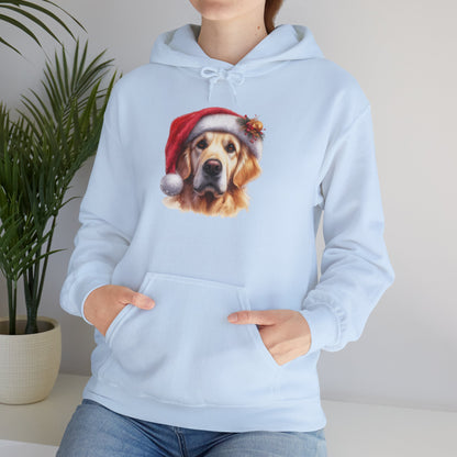 Christmas Golden Retriever Hoodie – Cute Dog in Santa Hat Holiday Sweatshirt