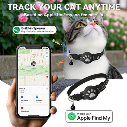 Paw Prints Tracker - Cat Collar with AirTag Holder - Purrfect Pet Haven