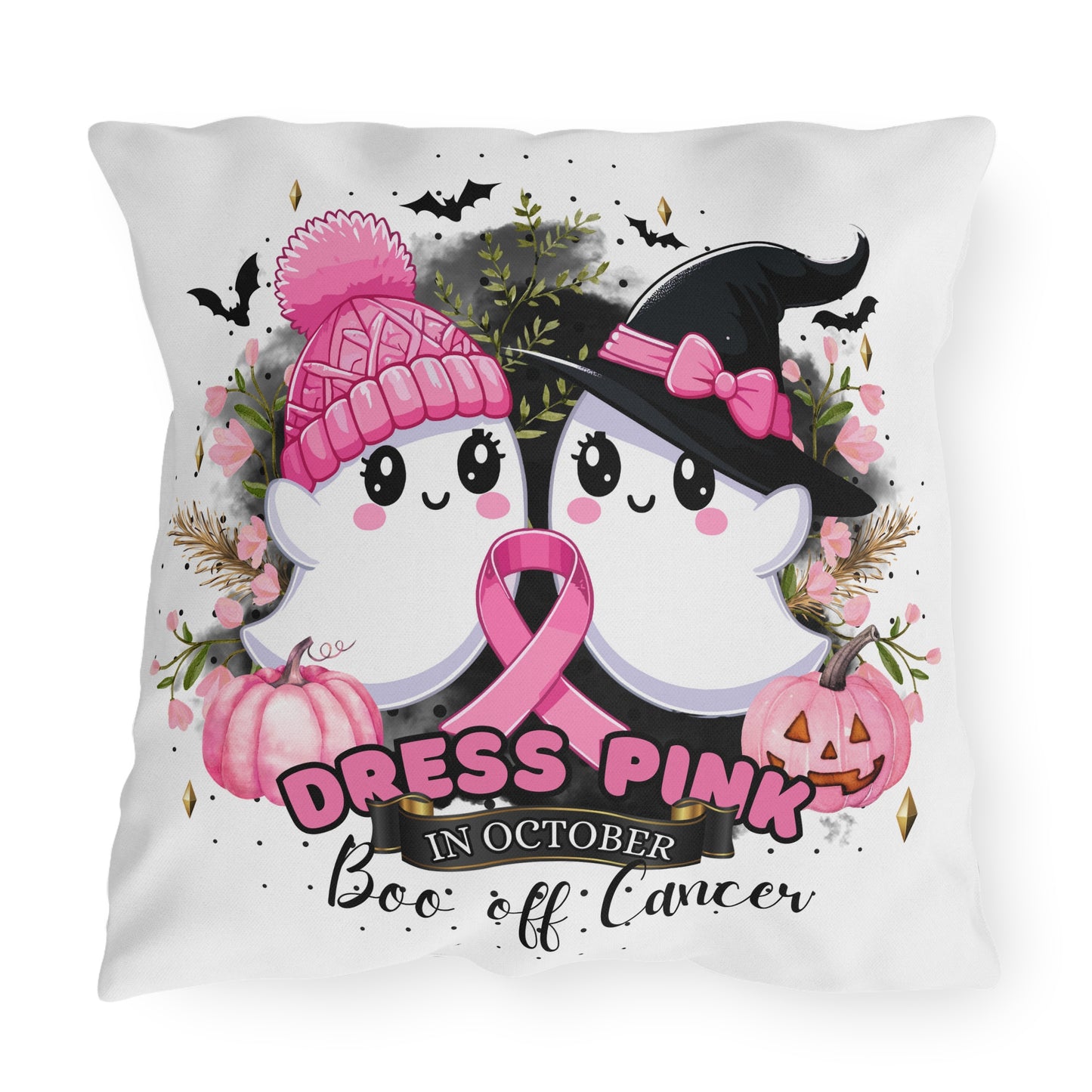 Breast Cancer Awareness Halloween Pillow - Boo Off Cancer