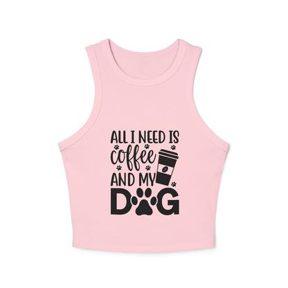 Dog Lover Coffee Micro Rib Racer Tank Top