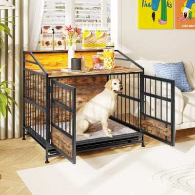 Multi-function Furniture Style Dog Crates With Storage - Premium Wooden Dog Kennel