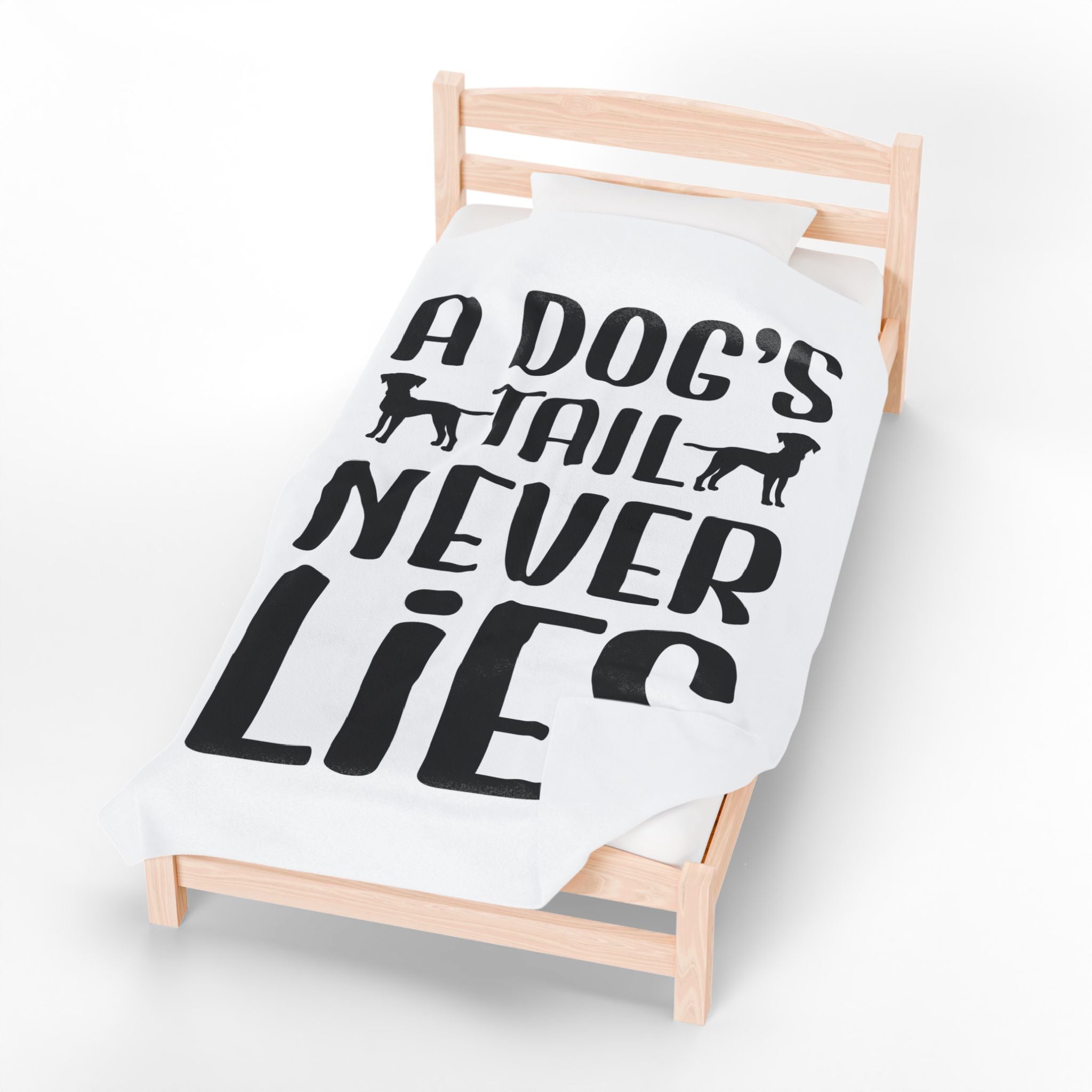 Cozy Velveteen Plush Blanket - "A Dog's Tail Never Lies" - Pet Lover Gift