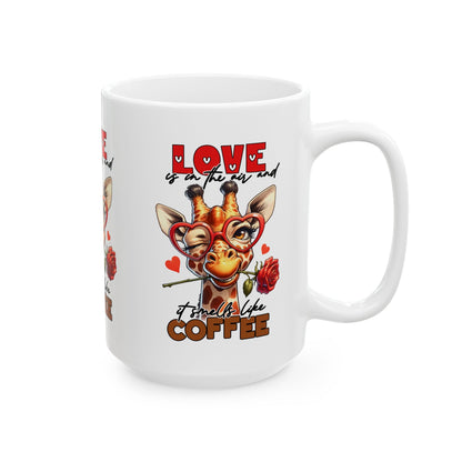 Love & Coffee Ceramic Mug - Cute Giraffe Design, 11oz/15oz | Purrfect Pet Haven