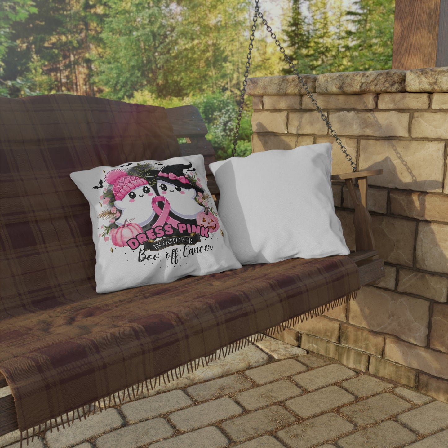 Breast Cancer Awareness Halloween Pillow - Boo Off Cancer
