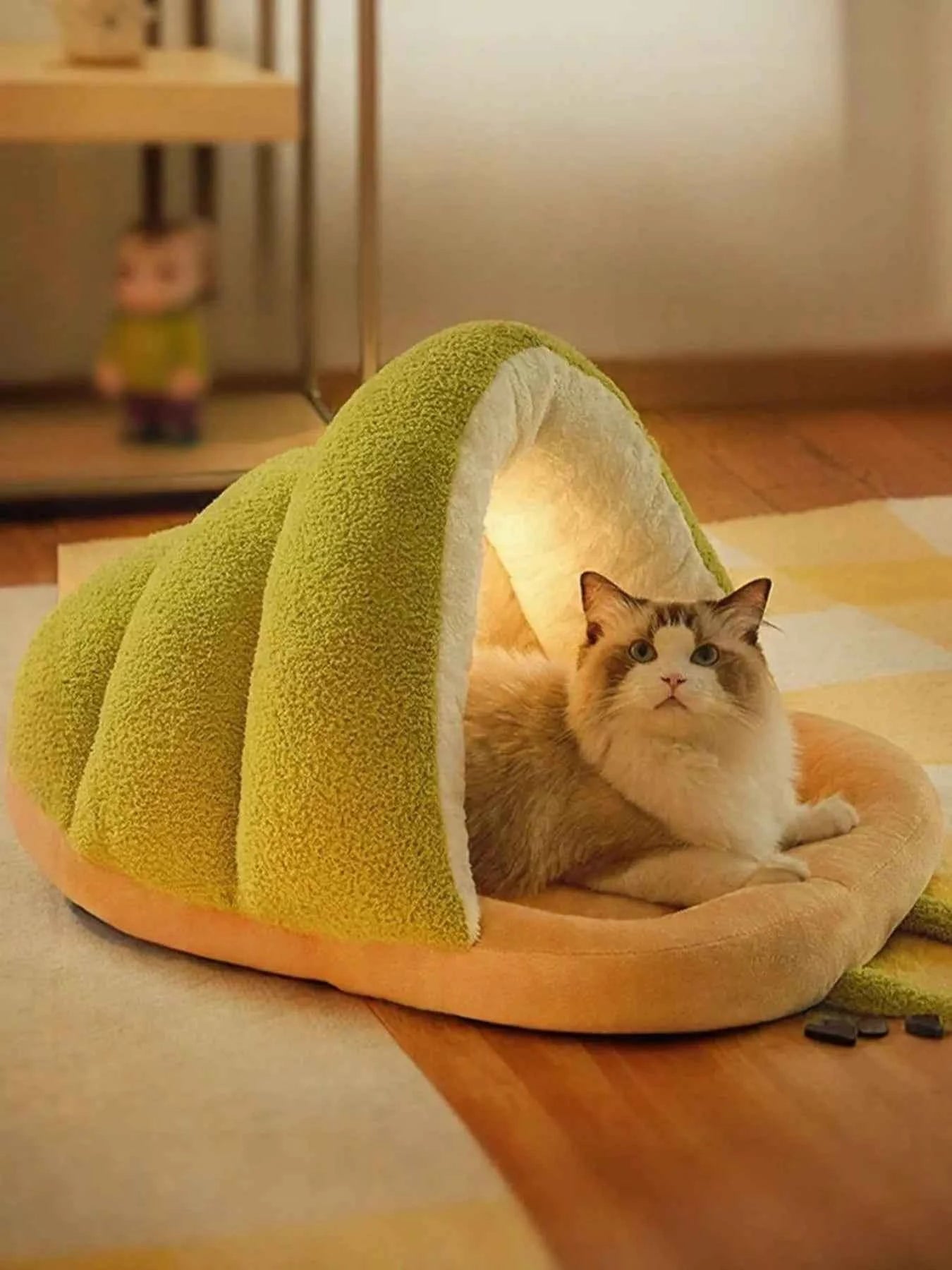 Cozy Caterpillar Shape Pet Nest with Plush Interior