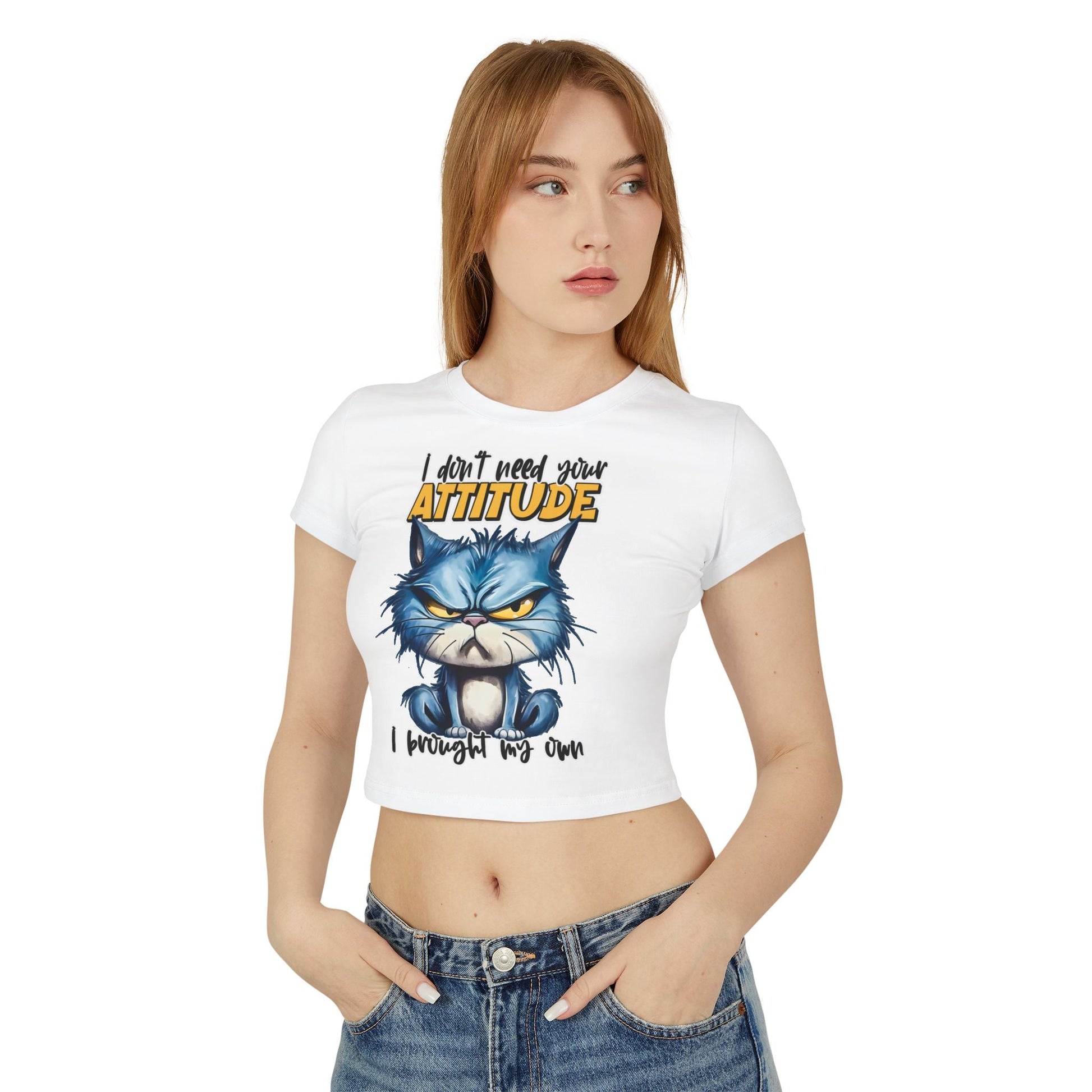 Funny Women's Baby Tee - "I Don't Need Your Attitude" Cat Graphic Shirt | Purrfect Pet Haven