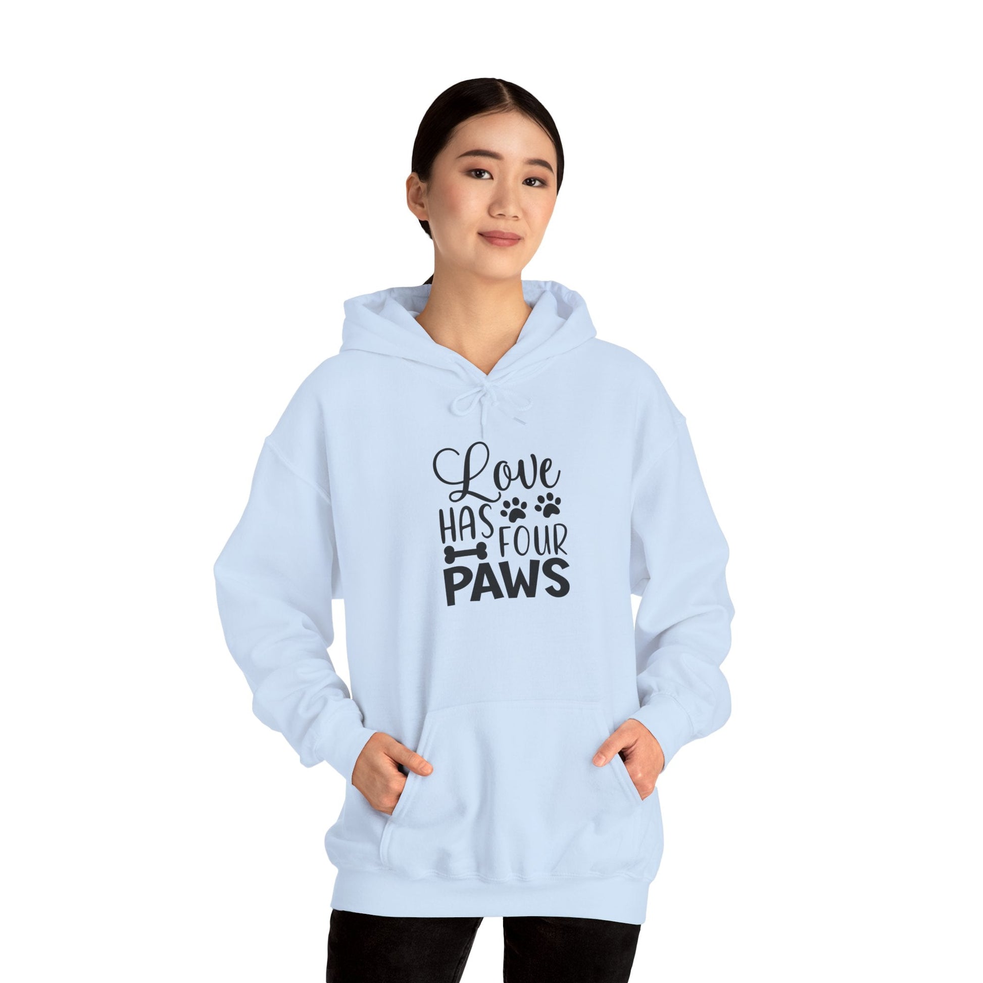 Love Has Four Paws Hoodie – Cozy Unisex Sweatshirt for Pet Lovers | Purrfect Pet Haven