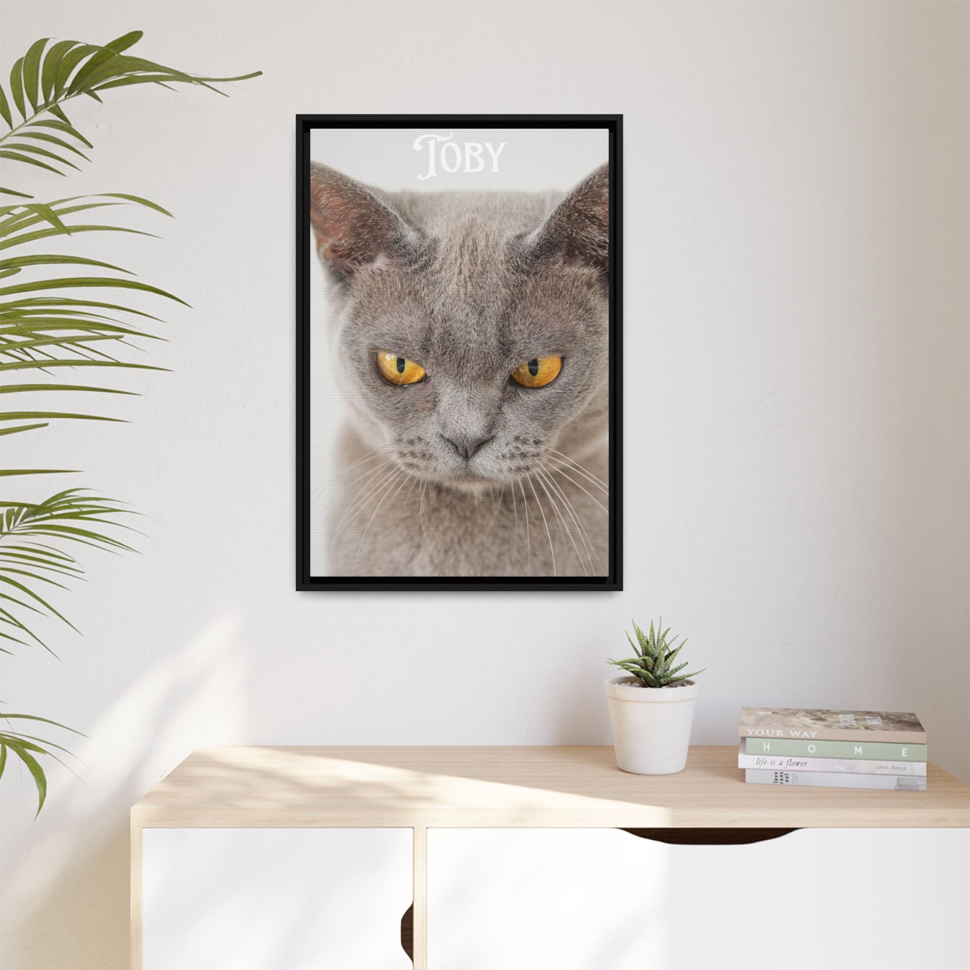 Personalized Photo Wall Art - Framed Matte Canvas Print for Pet Lovers - Customizable Name Print | Purrfect Pet Haven