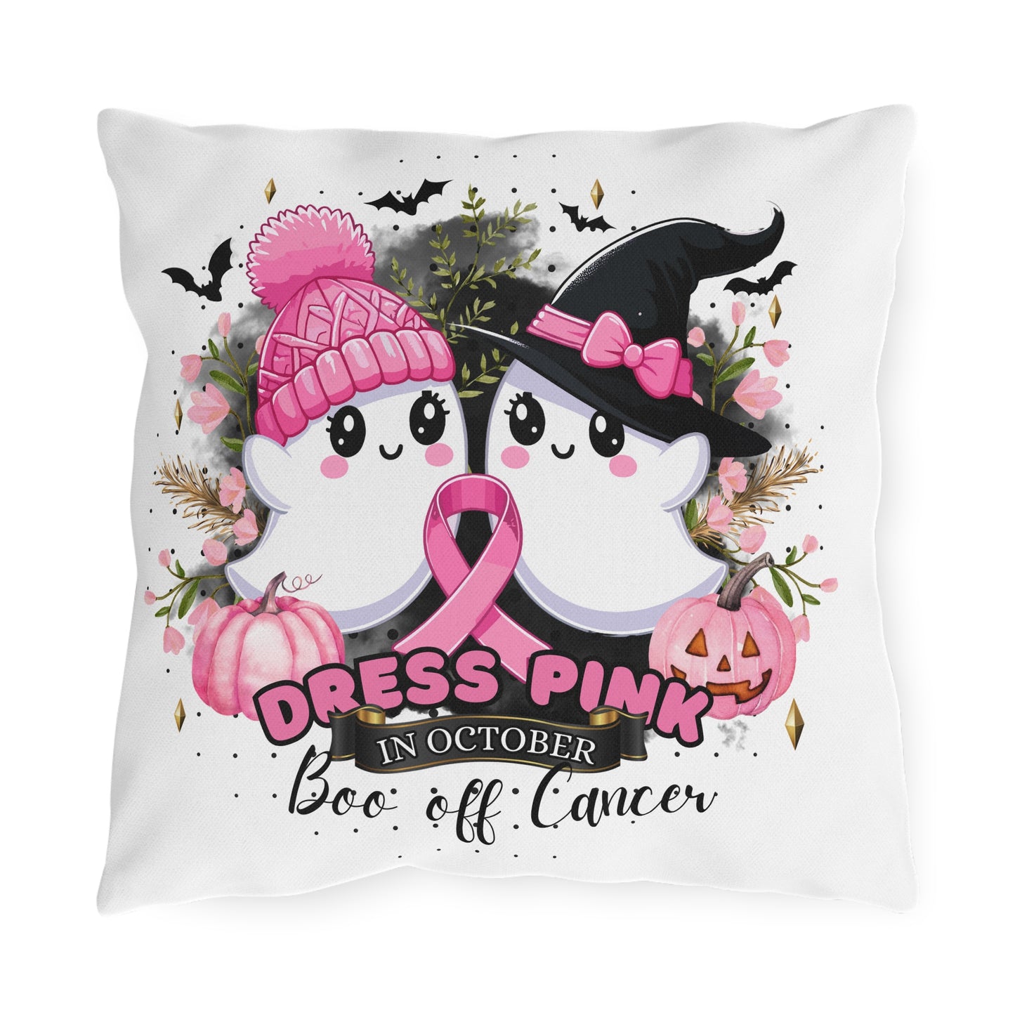 Breast Cancer Awareness Halloween Pillow - Boo Off Cancer