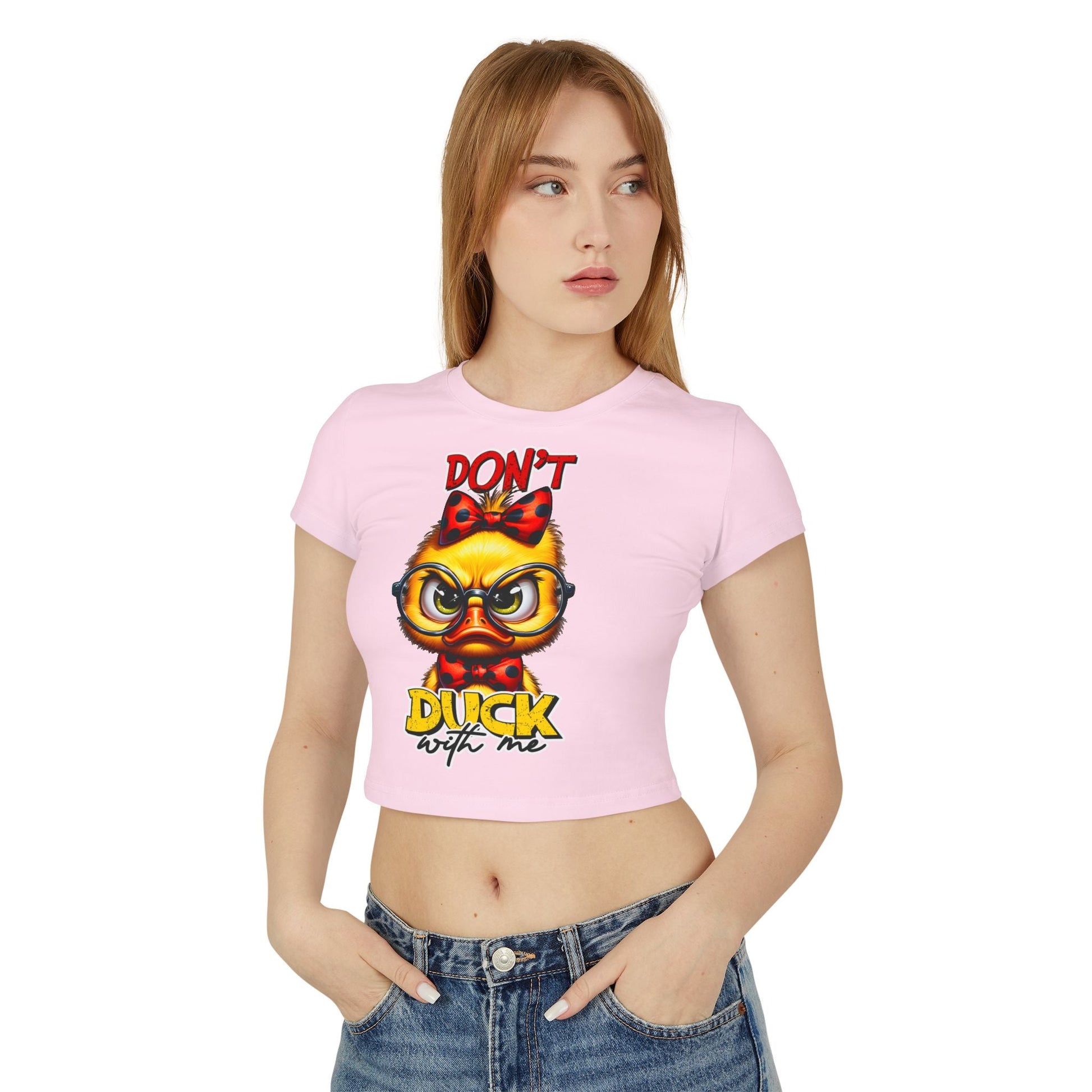 Funny Duck Graphic Women's Baby Tee - Don't Duck with Me | Purrfect Pet Haven