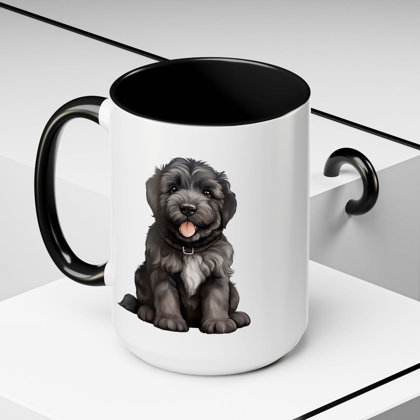 Cute Bouvier Des Flanders Dog Design Accent Coffee Mug - 11oz & 15oz