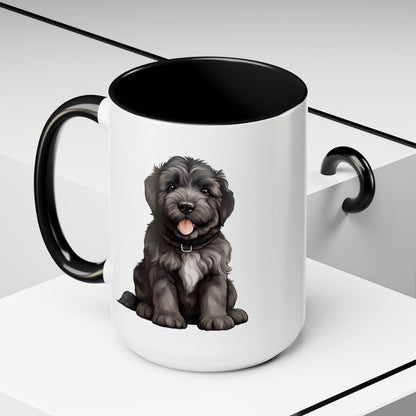 Cute Bouvier Des Flanders Dog Design Accent Coffee Mug - 11oz & 15oz