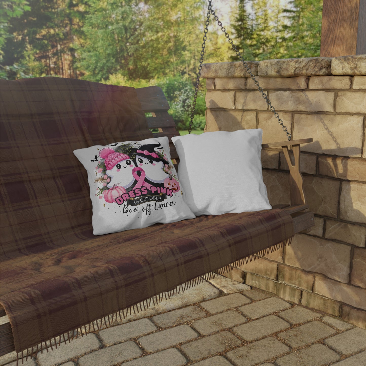 Breast Cancer Awareness Halloween Pillow - Boo Off Cancer