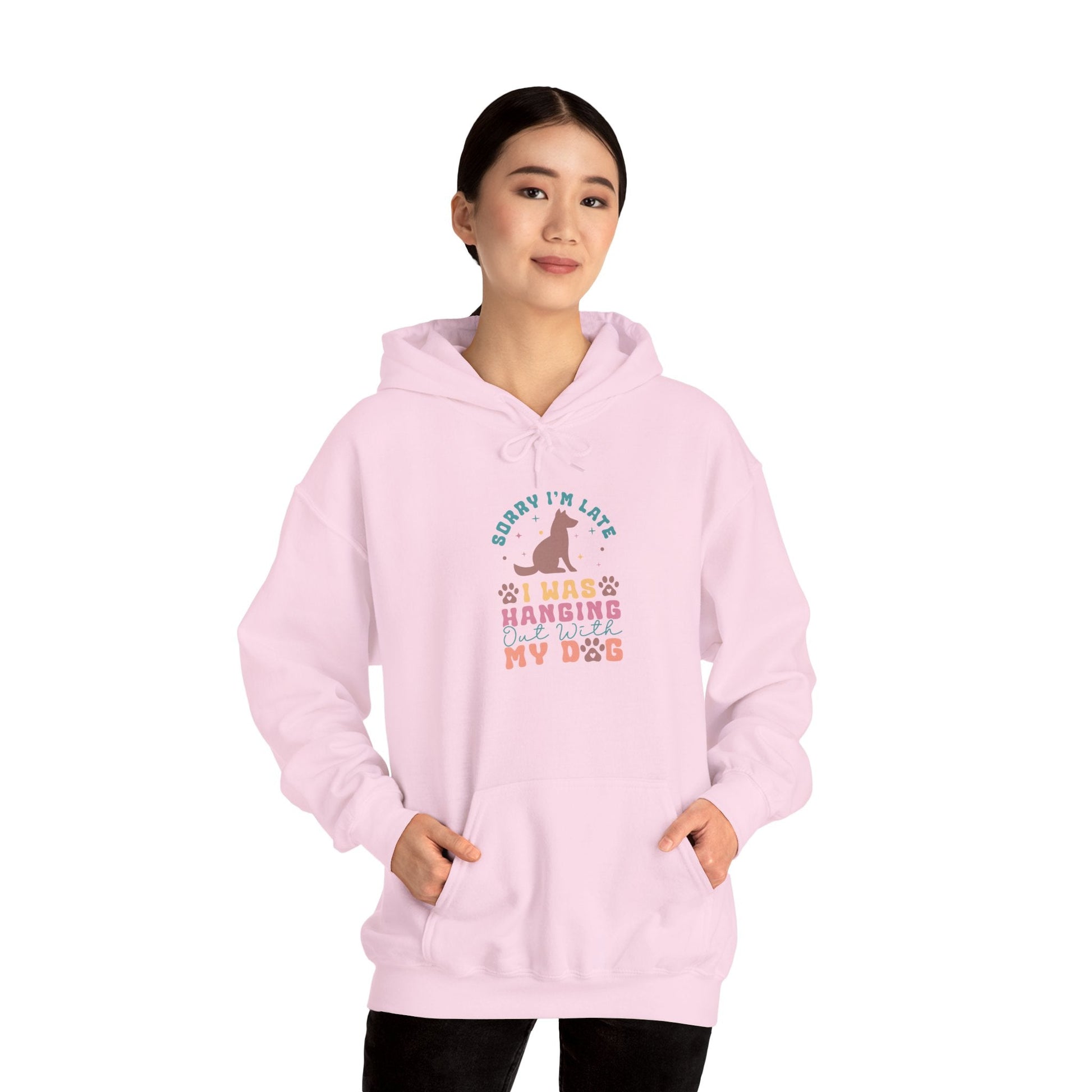 Funny Dog Lover Sweatshirt - "Sorry I'm Late, I Was Hanging Out With My Dog" - Unisex Heavy Blend™ Hoodie | Purrfect Pet Haven