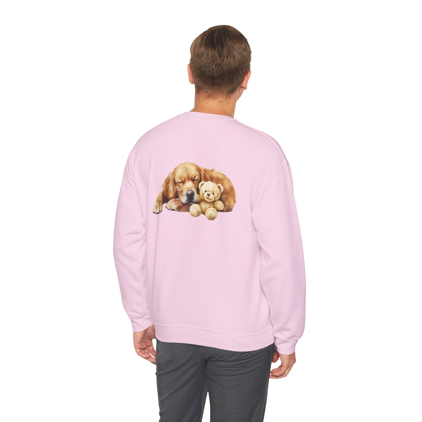 Baby Golden Retriever Crewneck - Nap with Teddy Bear Sweatshirt