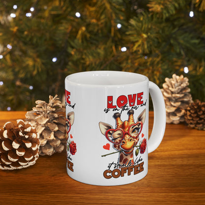 Love & Coffee Ceramic Mug - Cute Giraffe Design, 11oz/15oz | Purrfect Pet Haven