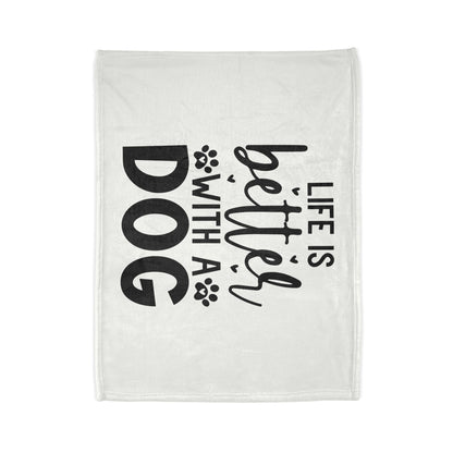 Dog Lover's Soft Polyester Blanket - 'Life is Better with a Dog'