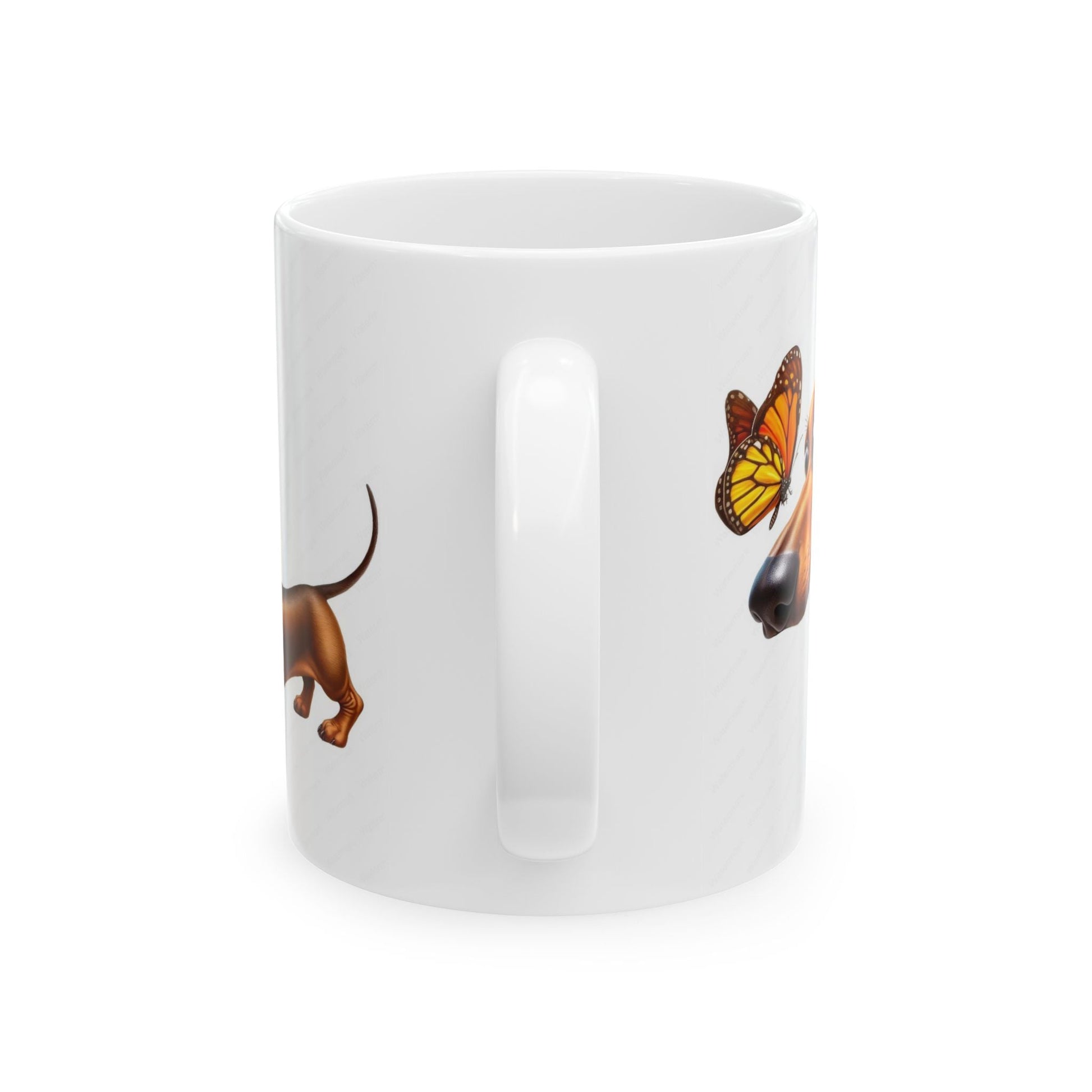 Cute Dachshund and Butterfly Ceramic Mug - Fun 11oz & 15oz Coffee Cup for Animal Lovers | Purrfect Pet Haven