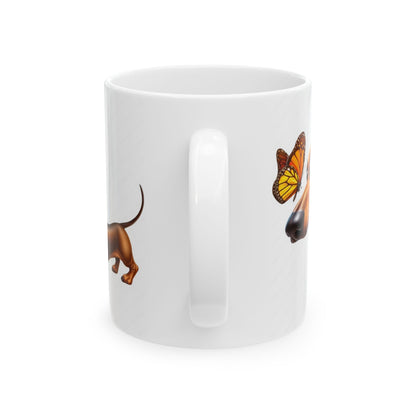 Cute Dachshund and Butterfly Ceramic Mug - Fun 11oz & 15oz Coffee Cup for Animal Lovers | Purrfect Pet Haven