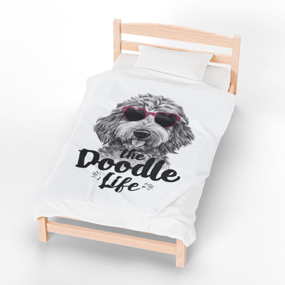 Doodle Life Plush Blanket - Cozy Goldendoodle Lover Gift
