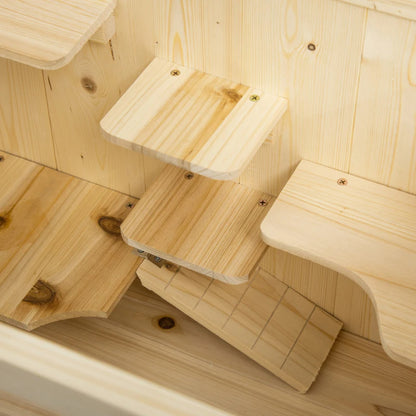 5-Tier Wooden Hamster Cage Mice Habitat Rat Habitat With Openable Top, Front Door And Storage Shelf - Purrfect Pet Haven