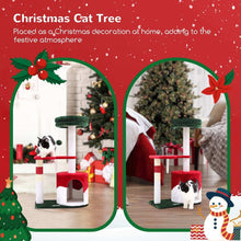 33 Inch Christmas Style Cat Climbing Frame - Festive Holiday Cat Tree Tower