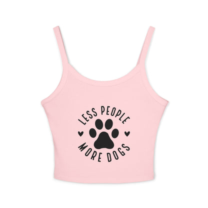 "Less People, More Dogs" Women's Spaghetti Strap Tank Top - Perfect for Dog Lovers | Purrfect Pet Haven
