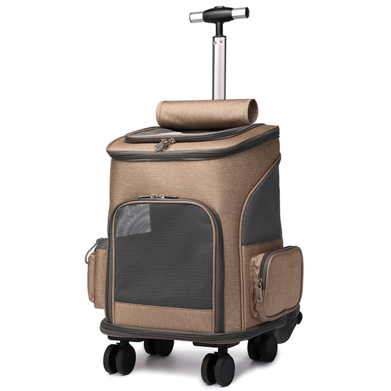 Pet Trolley Backpack - Wheeled Carrier for Cats & Dogs