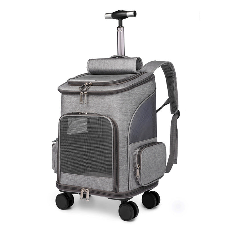 Pet Trolley Backpack - Wheeled Carrier for Cats & Dogs