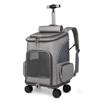 Pet Trolley Backpack - Wheeled Carrier for Cats & Dogs