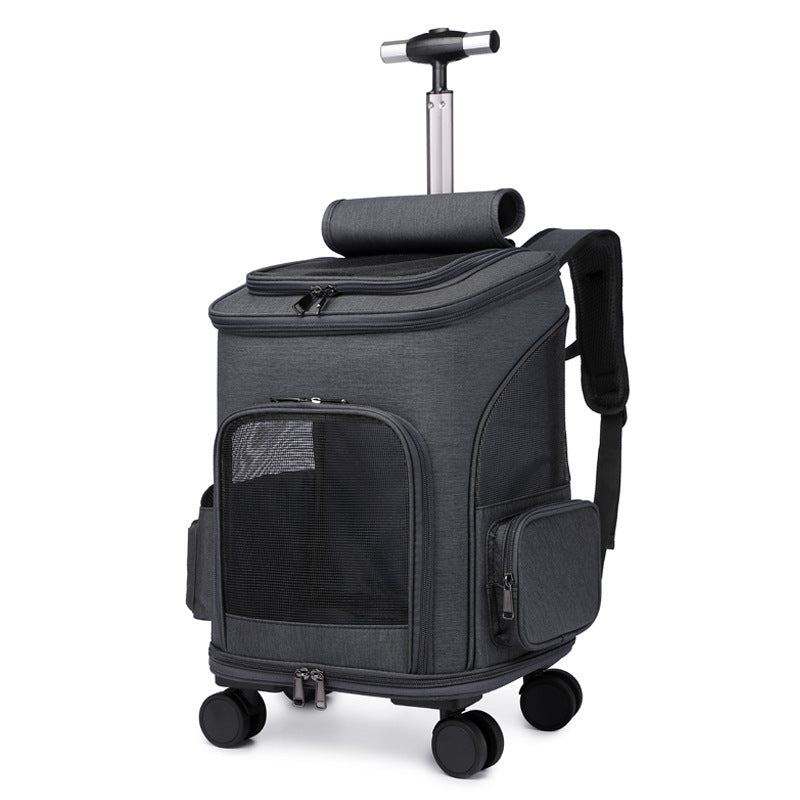 Pet Trolley Backpack - Wheeled Carrier for Cats & Dogs