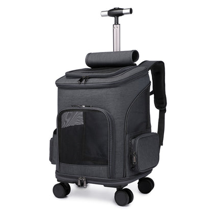 Pet Trolley Backpack - Wheeled Carrier for Cats & Dogs