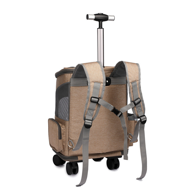 Pet Trolley Backpack - Wheeled Carrier for Cats & Dogs