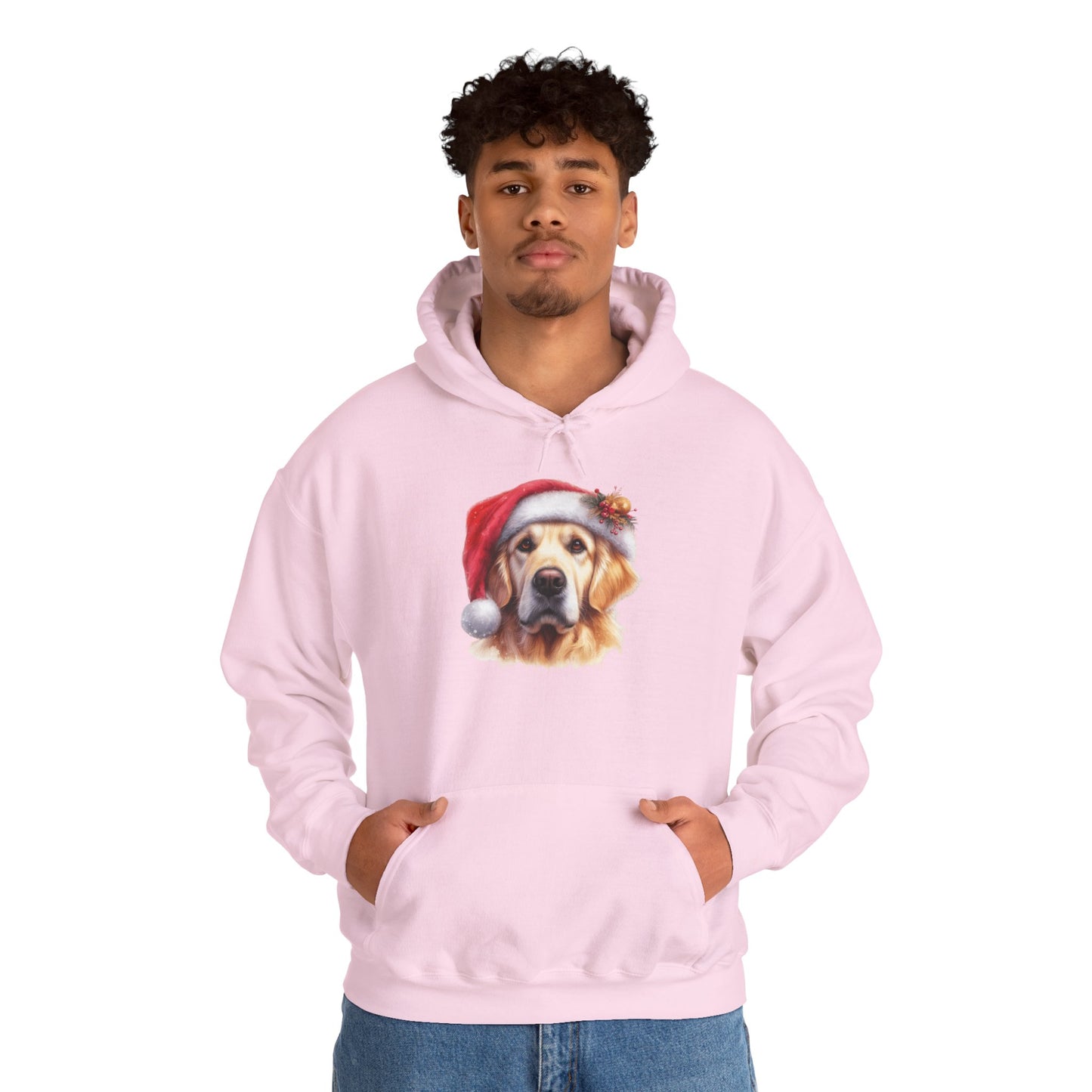 Christmas Golden Retriever Hoodie – Cute Dog in Santa Hat Holiday Sweatshirt