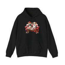 Christmas Puppies Hoodie - Festive Dogs on Sofa Holiday Sweatshirt